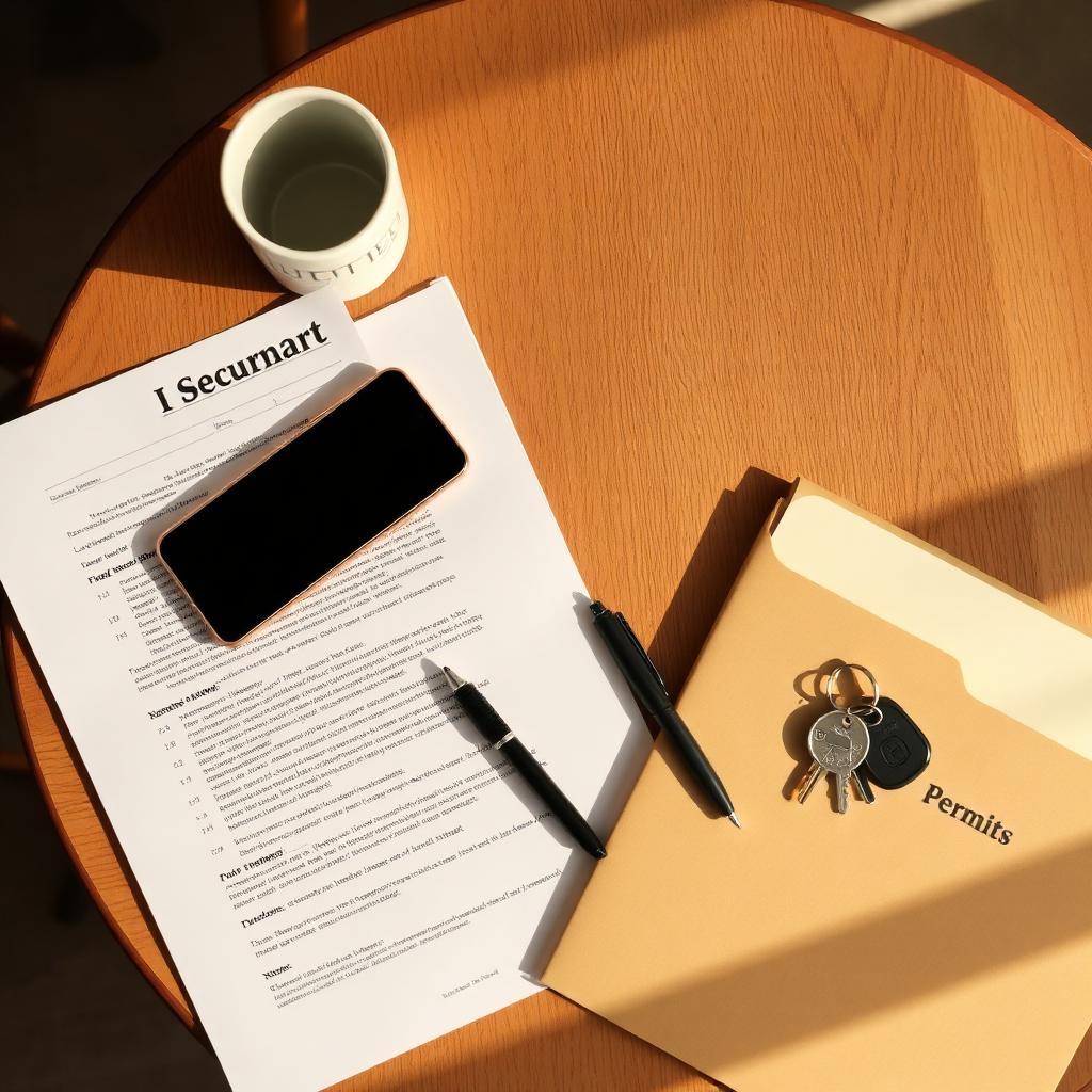 Kitchen table. Lease, notes, and every form filed in one place.